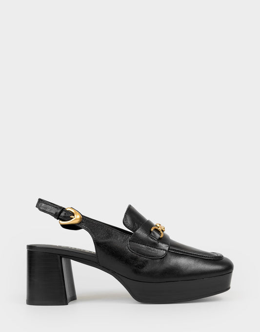 Women's Slingback Platform in Black Leather | Aerosoles Shoes