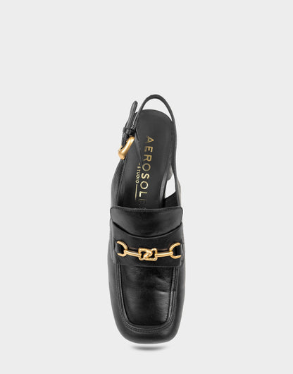 Women's Slingback Platform in Black Leather | Aerosoles Shoes