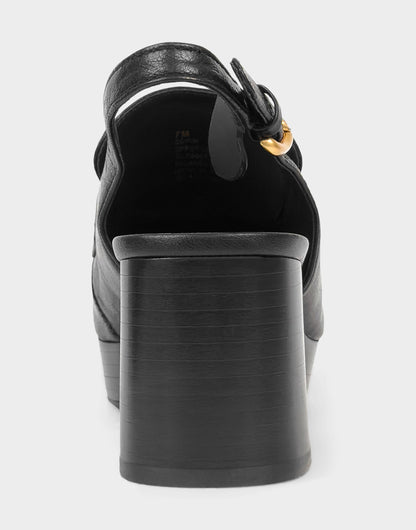 Women's Slingback Platform in Black Leather | Aerosoles Shoes
