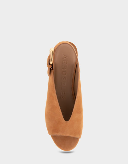 Cornelia Tan Suede Peep Toe Platform Sandal | Aerosoles Shoes