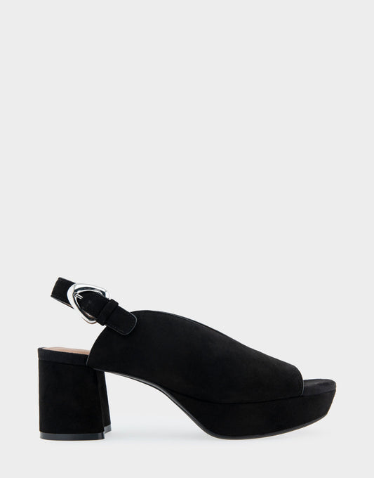 Cornelia Black Suede Peep Toe Platform Sandal | Aerosoles Shoes