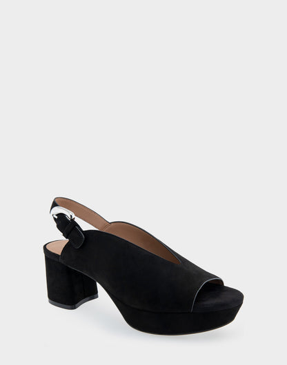Cornelia Black Suede Peep Toe Platform Sandal | Aerosoles Shoes