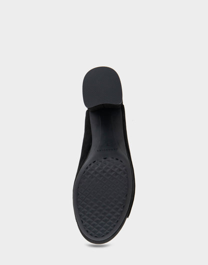Cornelia Black Suede Peep Toe Platform Sandal | Aerosoles Shoes