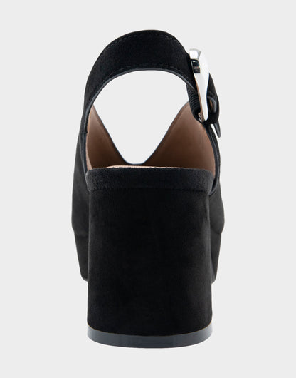 Cornelia Black Suede Peep Toe Platform Sandal | Aerosoles Shoes