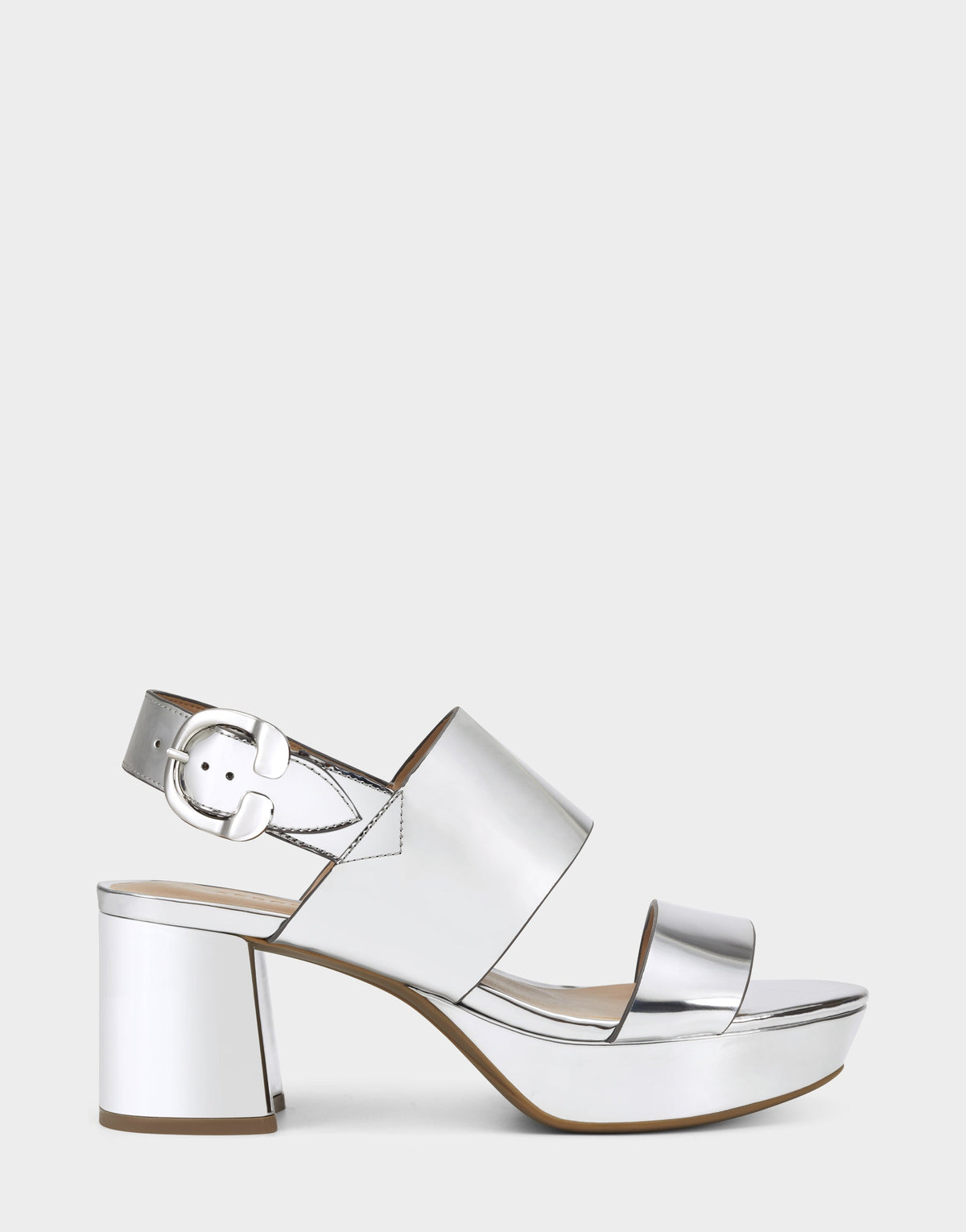 Comfortable Women's Platform Sandal in Silver Metallic Faux Leather | Aerosoles Shoes