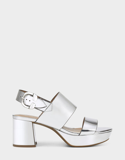 Comfortable Women's Platform Sandal in Silver Metallic Faux Leather | Aerosoles Shoes