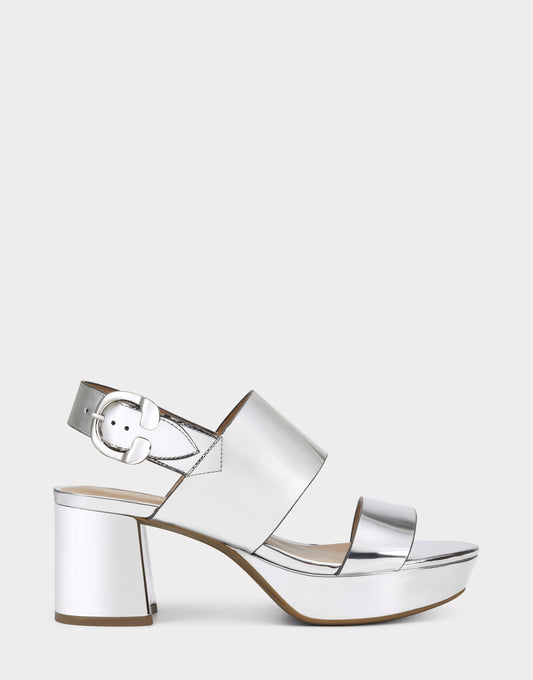 Comfortable Women's Platform Sandal in Silver Metallic Faux Leather | Aerosoles Shoes