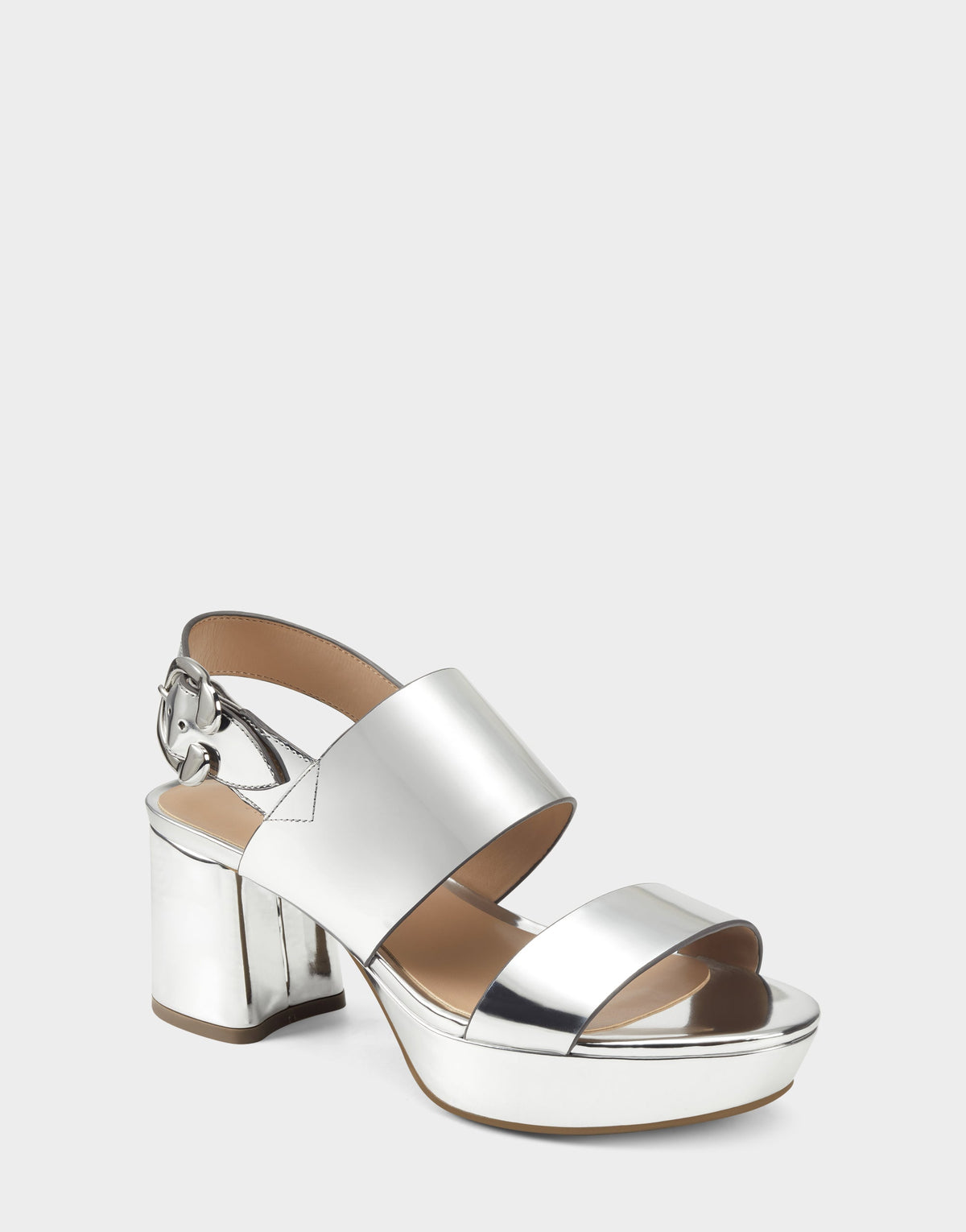 Comfortable Women's Platform Sandal in Silver Metallic Faux Leather | Aerosoles Shoes