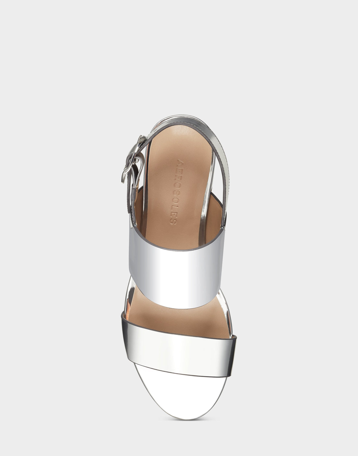 Comfortable Women's Platform Sandal in Silver Metallic Faux Leather | Aerosoles Shoes