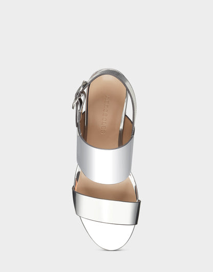 Comfortable Women's Platform Sandal in Silver Metallic Faux Leather | Aerosoles Shoes