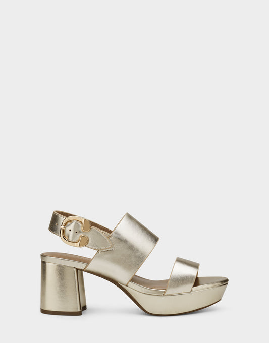 Comfortable Women's Platform Sandal in Gold Metallic Leather | Aerosoles Shoes