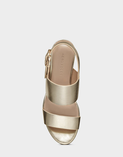 Comfortable Women's Platform Sandal in Gold Metallic Leather | Aerosoles Shoes