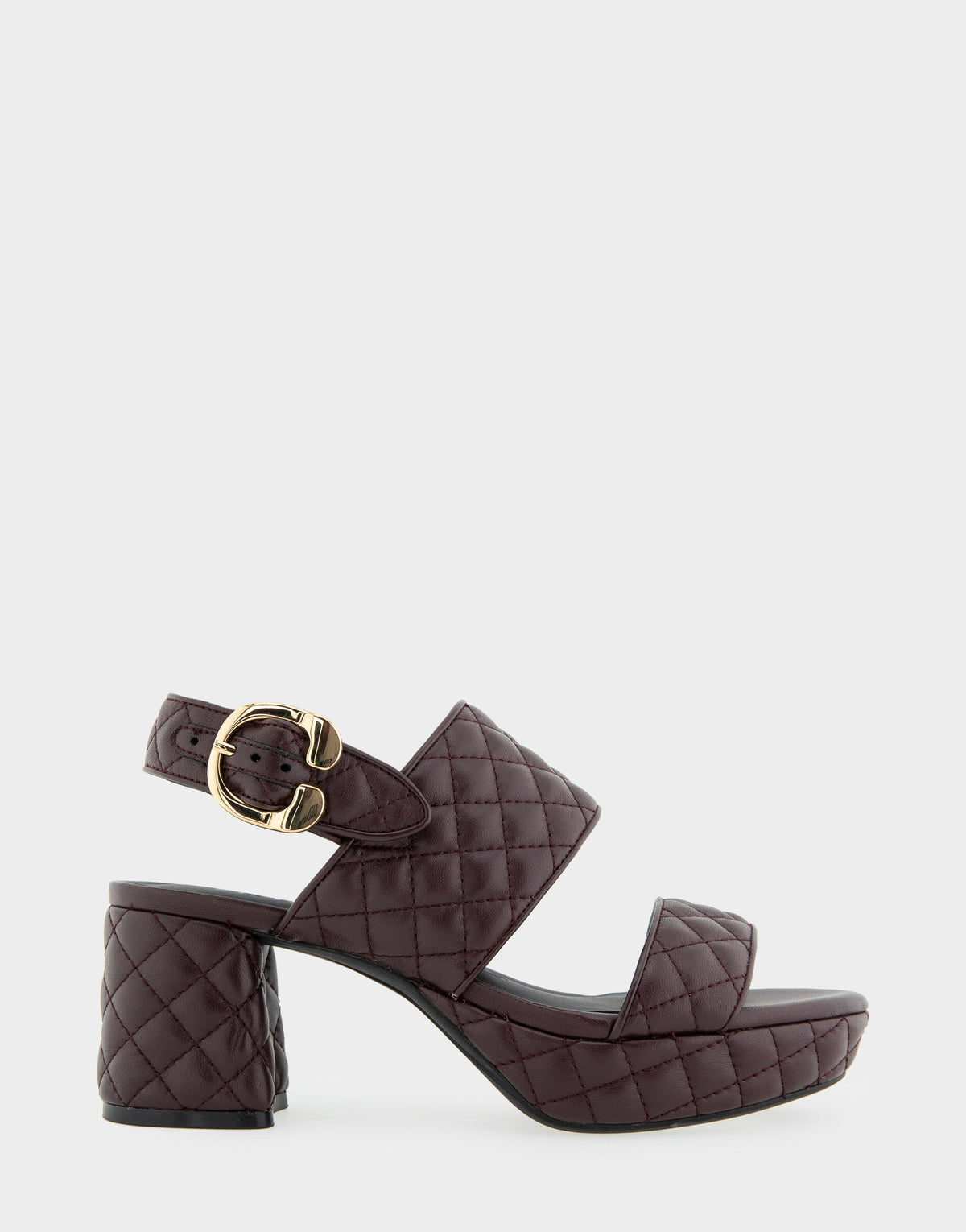 Comfortable Women's Platform Sandal in Deep Aubergine Quilted Leather Leather | Aerosoles Shoes
