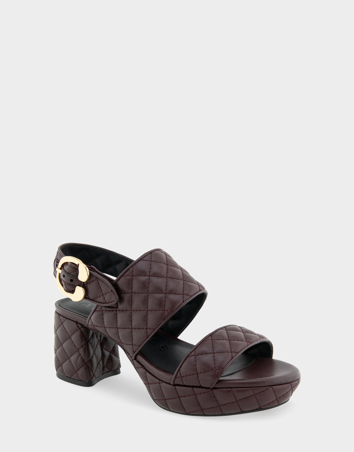 Comfortable Women's Platform Sandal in Deep Aubergine Quilted Leather Leather | Aerosoles Shoes