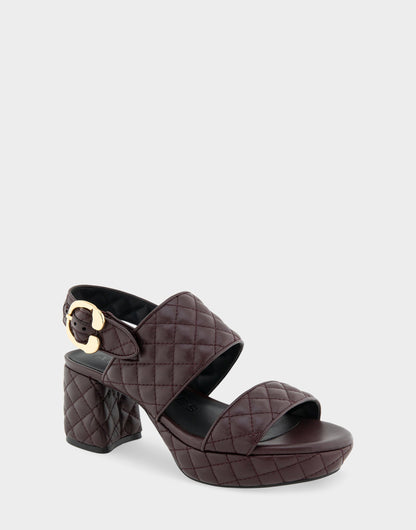 Comfortable Women's Platform Sandal in Deep Aubergine Quilted Leather Leather | Aerosoles Shoes