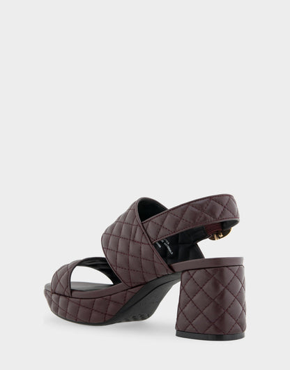 Comfortable Women's Platform Sandal in Deep Aubergine Quilted Leather Leather | Aerosoles Shoes