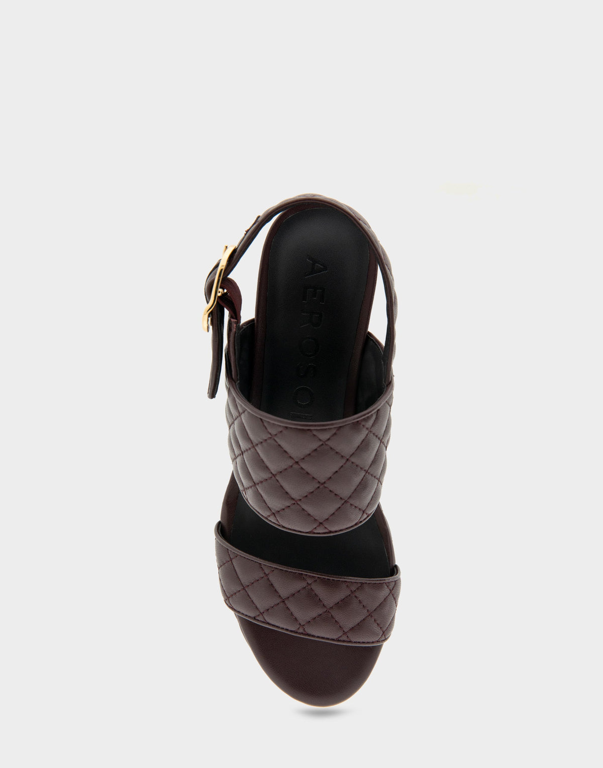 Comfortable Women's Platform Sandal in Deep Aubergine Quilted Leather Leather | Aerosoles Shoes