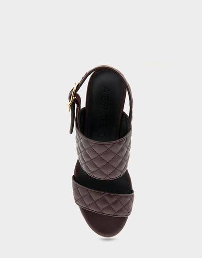 Comfortable Women's Platform Sandal in Deep Aubergine Quilted Leather Leather | Aerosoles Shoes