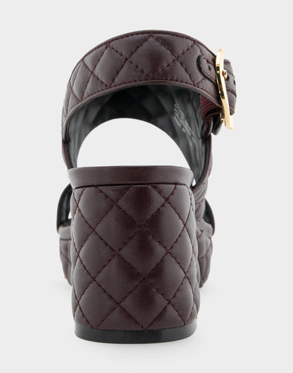 Comfortable Women's Platform Sandal in Deep Aubergine Quilted Leather Leather | Aerosoles Shoes