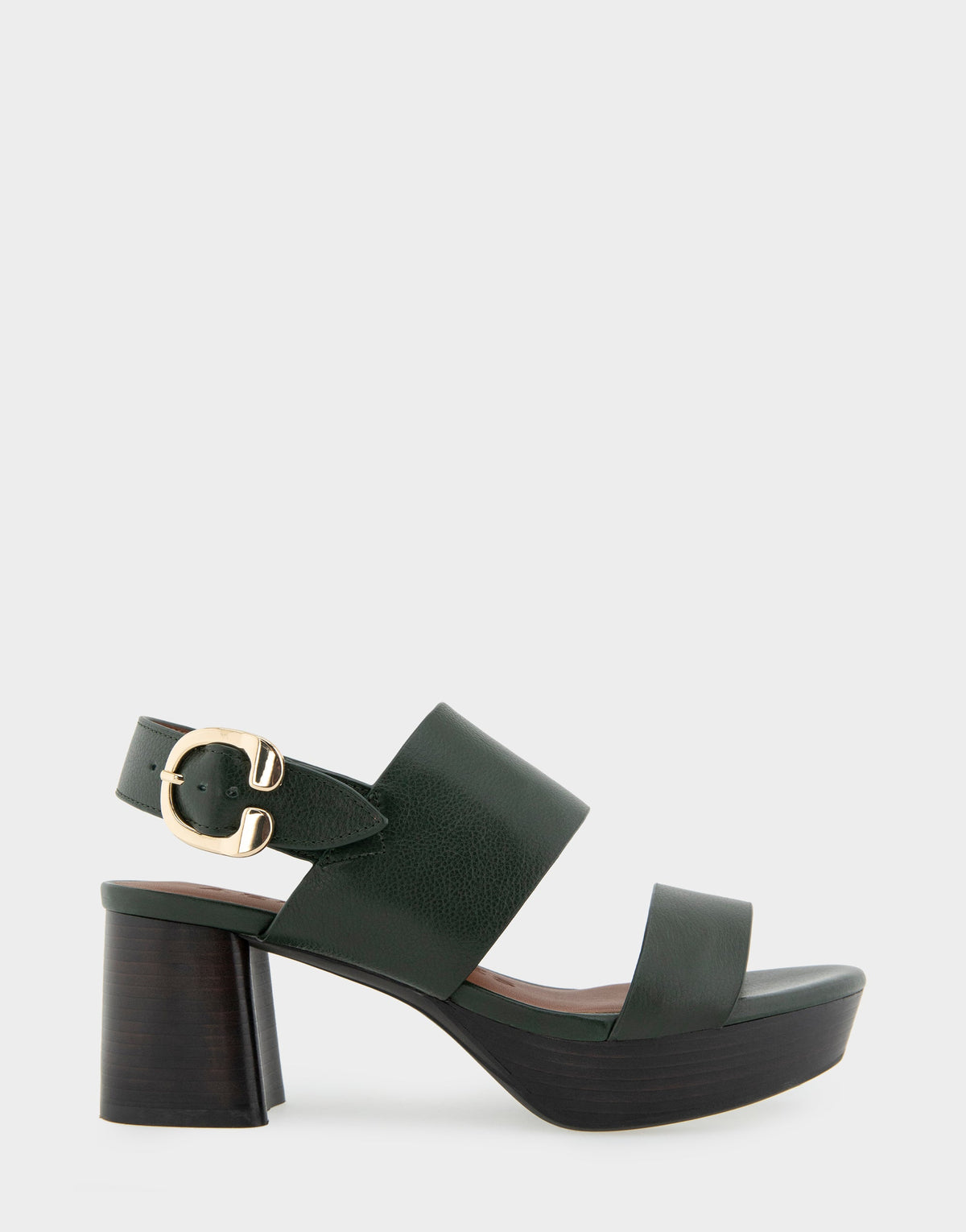 Comfortable Women's Platform Sandal in Fir Green Leather Leather | Aerosoles Shoes