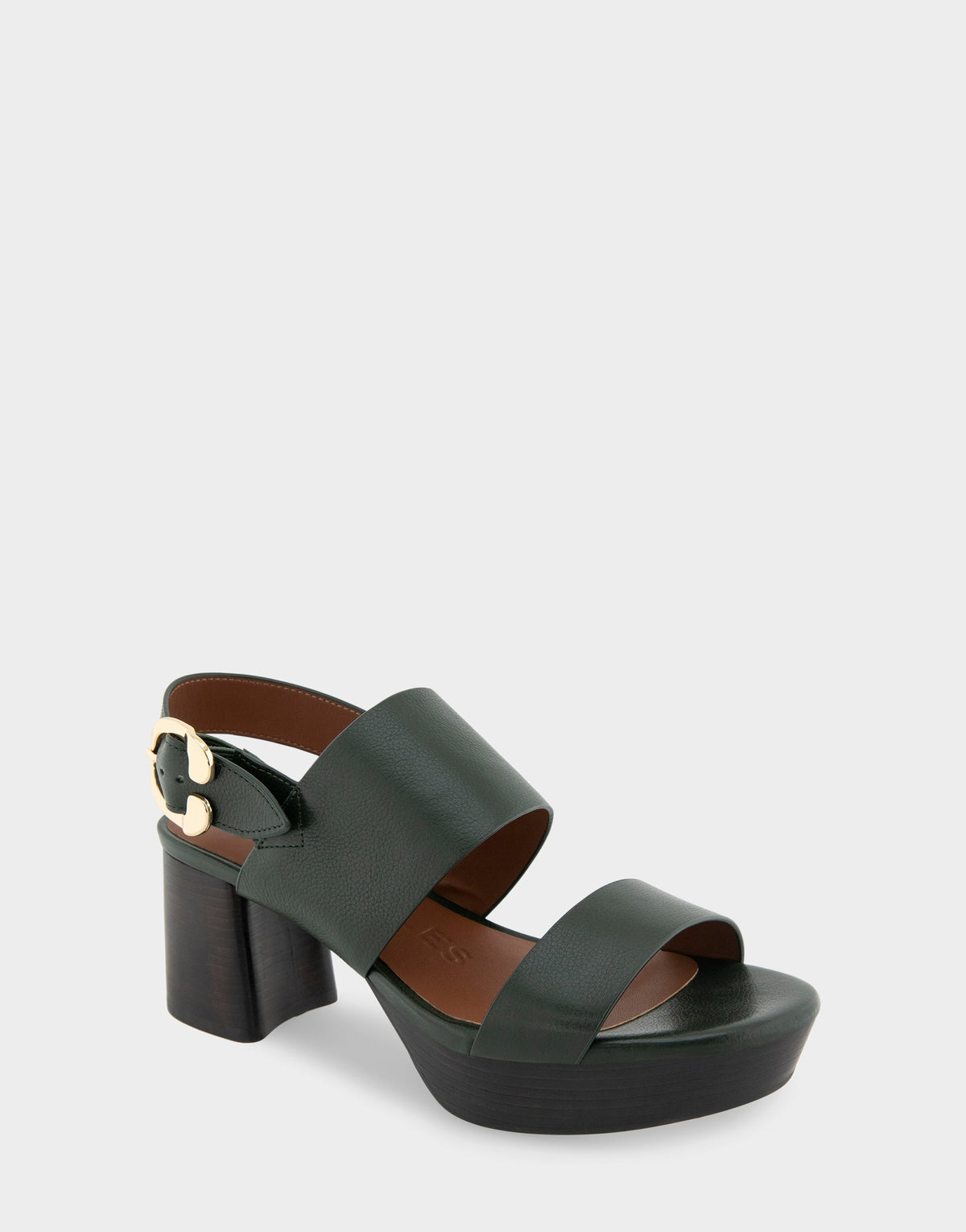 Comfortable Women's Platform Sandal in Fir Green Leather Leather | Aerosoles Shoes
