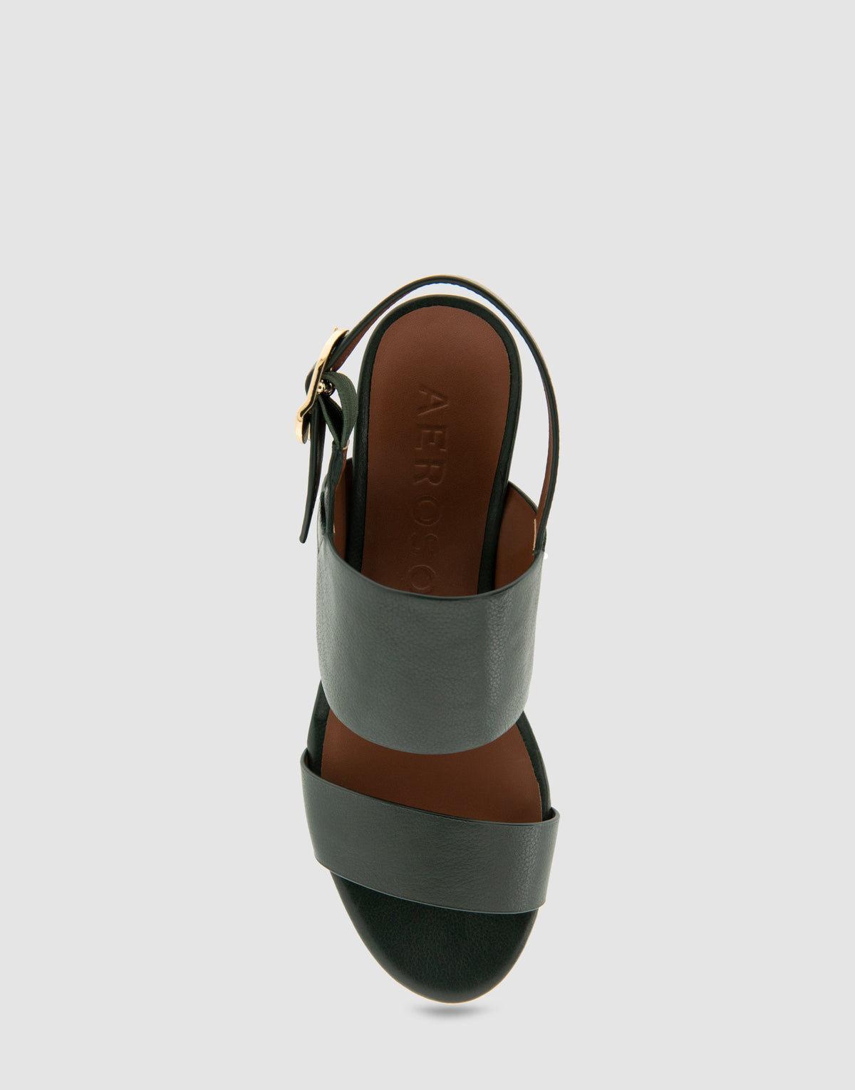 Comfortable Women's Platform Sandal in Fir Green Leather Leather | Aerosoles Shoes