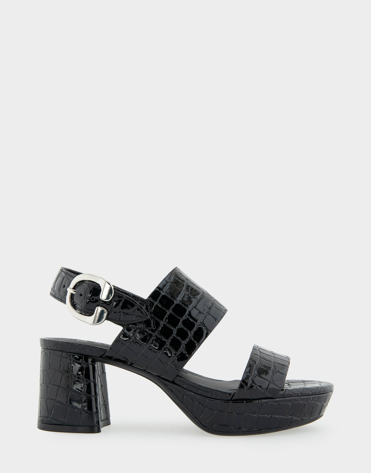 Comfortable Women's Platform Sandal in Black Jelly Croco Black Croco Faux Leather | Aerosoles Shoes