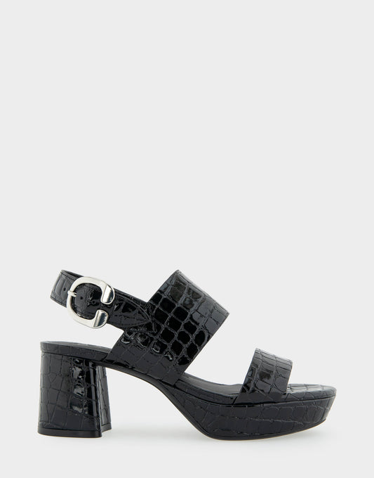 Comfortable Women's Platform Sandal in Black Jelly Croco Black Croco Faux Leather | Aerosoles Shoes