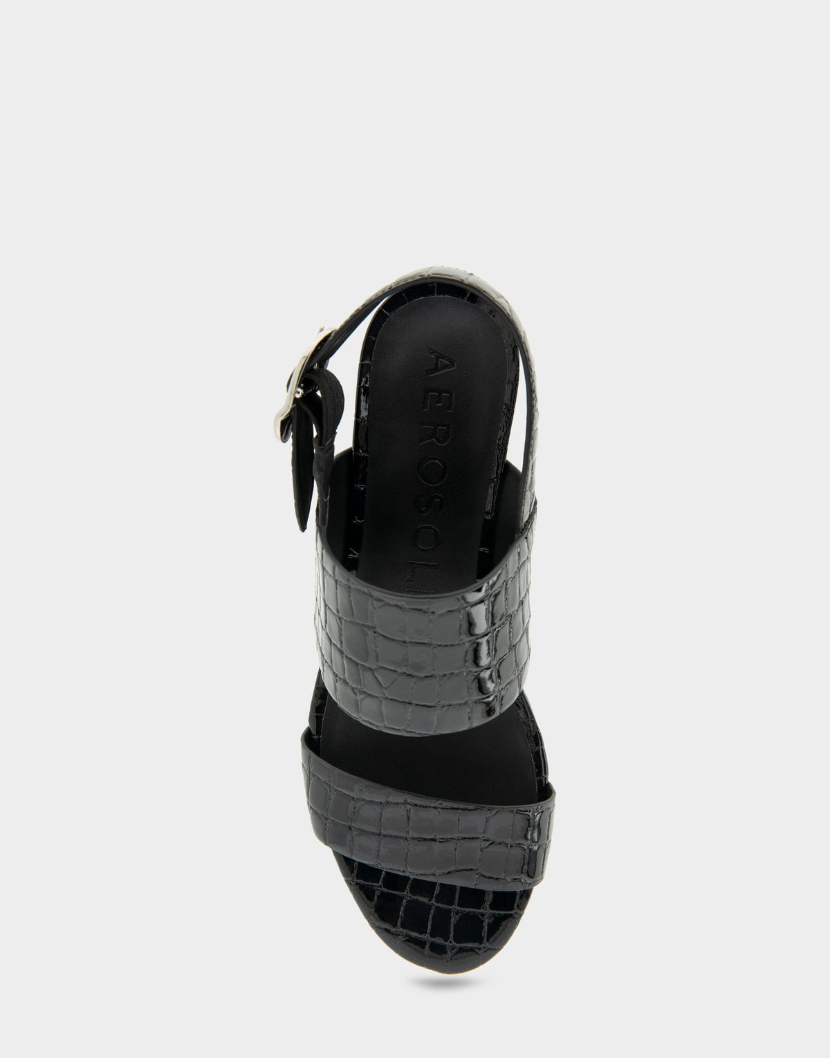 Comfortable Women's Platform Sandal in Black Jelly Croco Black Croco Faux Leather | Aerosoles Shoes