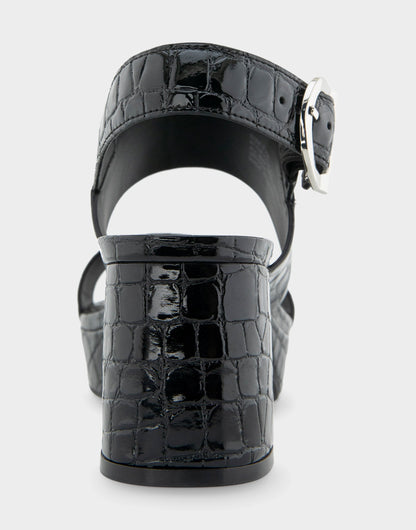 Comfortable Women's Platform Sandal in Black Jelly Croco Black Croco Faux Leather | Aerosoles Shoes