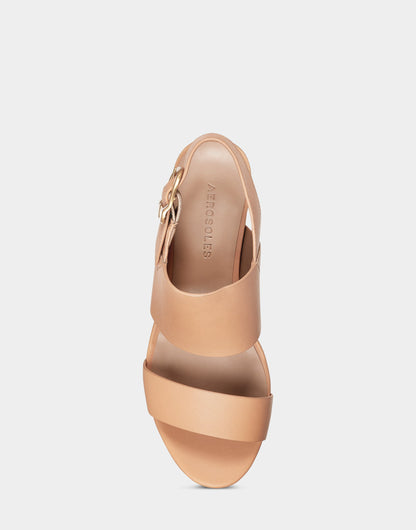 Comfortable Women's Platform Sandal in Nude Leather | Aerosoles Shoes