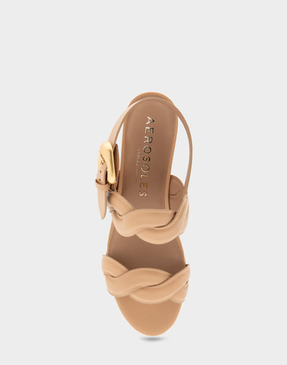 Comfortable Women's Platform Sandals in Beige Bisque Leather | Aerosoles Shoes