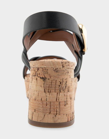 Comfortable Women's Platform Sandals in Black Leather/raffia | Aerosoles Shoes