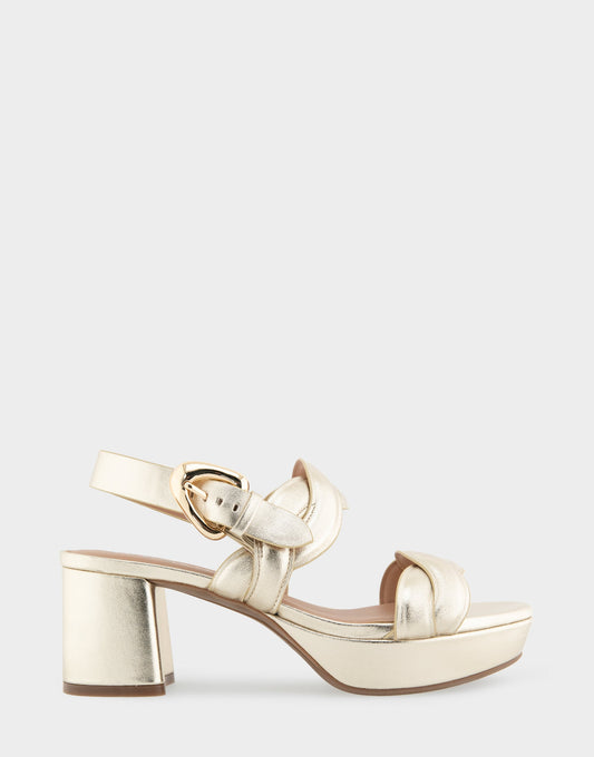 Comfortable Women's Platform Sandals in Soft Gold Leather | Aerosoles Shoes