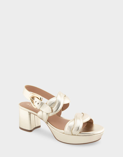 Comfortable Women's Platform Sandals in Soft Gold Leather | Aerosoles Shoes