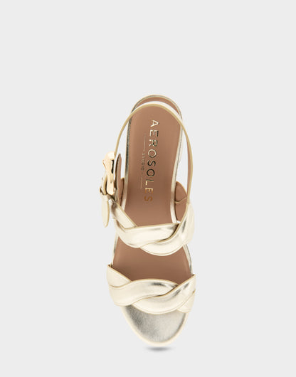 Comfortable Women's Platform Sandals in Soft Gold Leather | Aerosoles Shoes