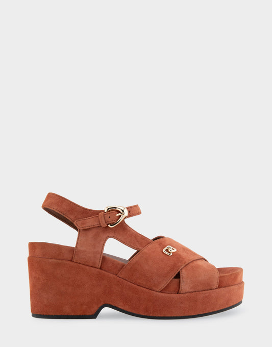 Comfortable Women's Platform Sandals in Rust Suede | Aerosoles Shoes