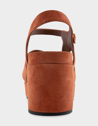 Comfortable Women's Platform Sandals in Rust Suede | Aerosoles Shoes