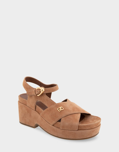 Comfortable Women's Platform Sandals in Tan Suede | Aerosoles Shoes