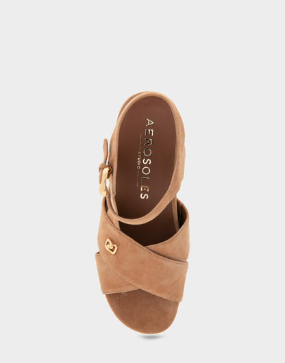 Comfortable Women's Platform Sandals in Tan Suede | Aerosoles Shoes