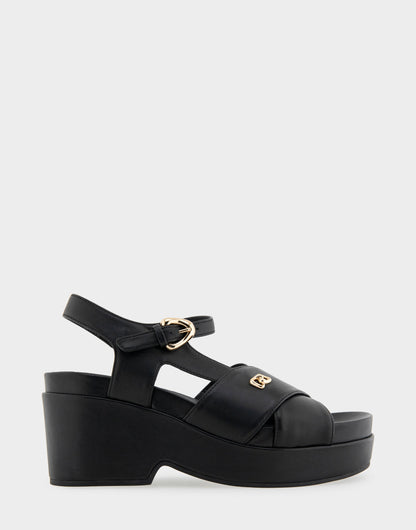 Comfortable Women's Platform Sandals in Black Leather | Aerosoles Shoes