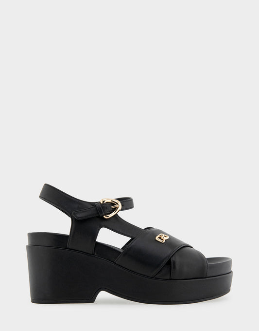 Comfortable Women's Platform Sandals in Black Leather | Aerosoles Shoes