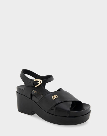 Comfortable Women's Platform Sandals in Black Leather | Aerosoles Shoes