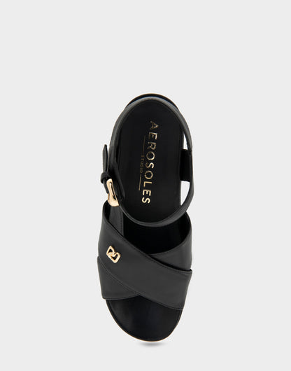 Comfortable Women's Platform Sandals in Black Leather | Aerosoles Shoes