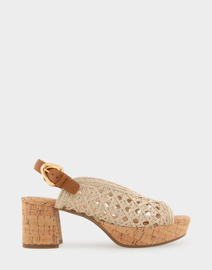 Comfortable Women's Platform Sandals in Natural/tan Embroidered Raffia Raffia Fabric | Aerosoles Shoes