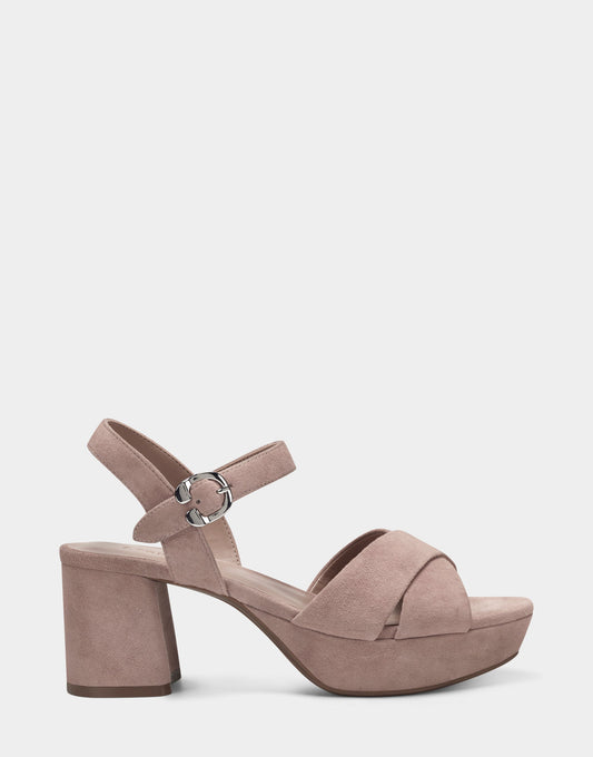 Comfortable Women's Crisscross Platform Sandal in Blush Suede | Aerosoles Shoes