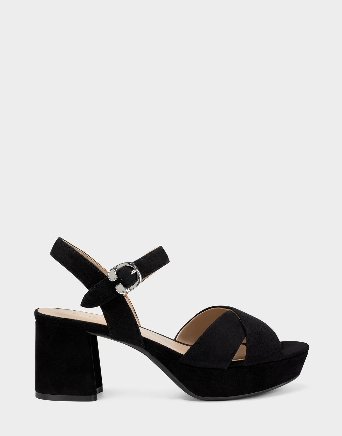 Comfortable Women's Crisscross Platform Sandal in Black Suede | Aerosoles Shoes