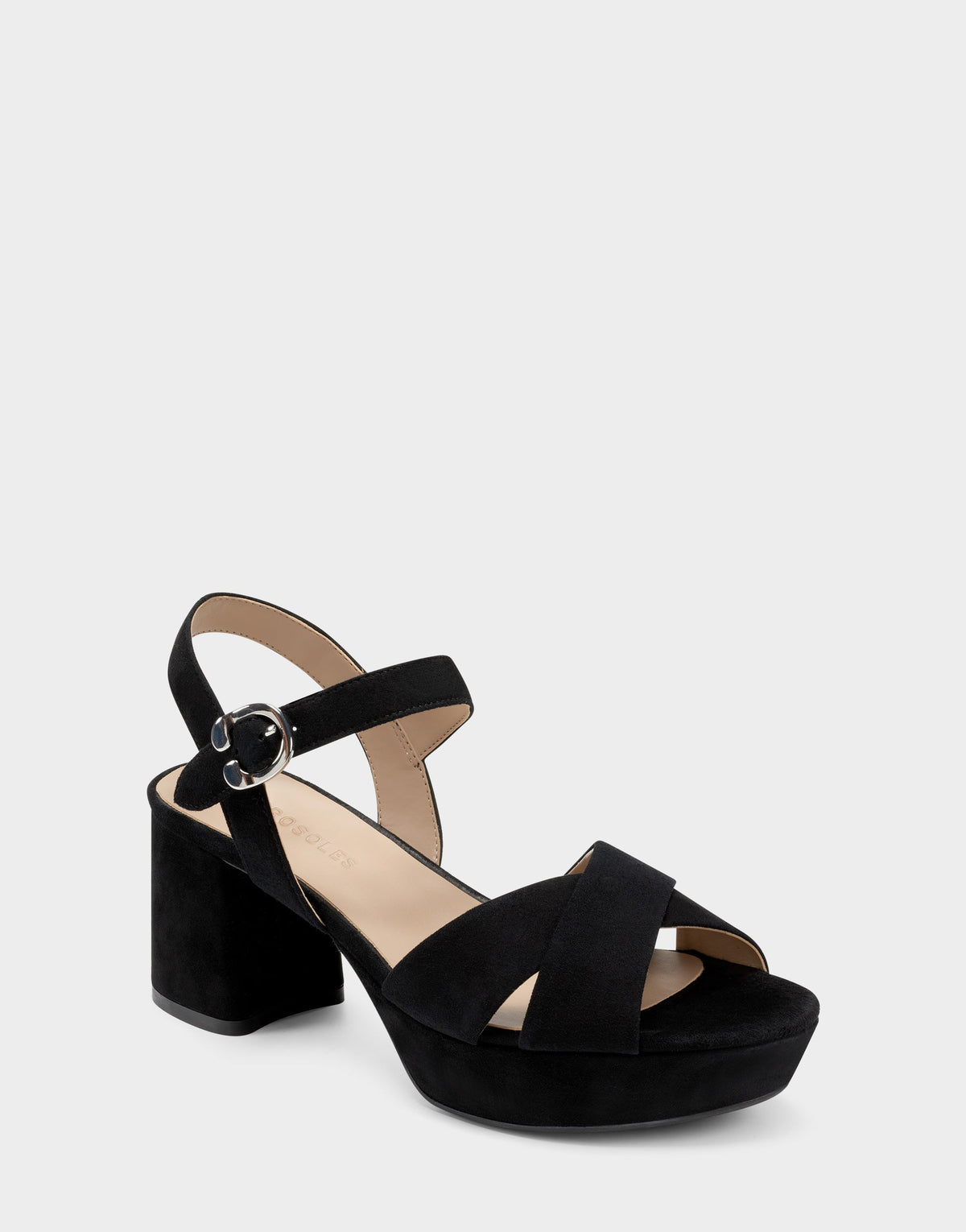 Comfortable Women's Crisscross Platform Sandal in Black Suede | Aerosoles Shoes