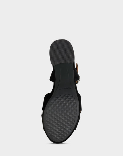 Comfortable Women's Crisscross Platform Sandal in Black Suede | Aerosoles Shoes