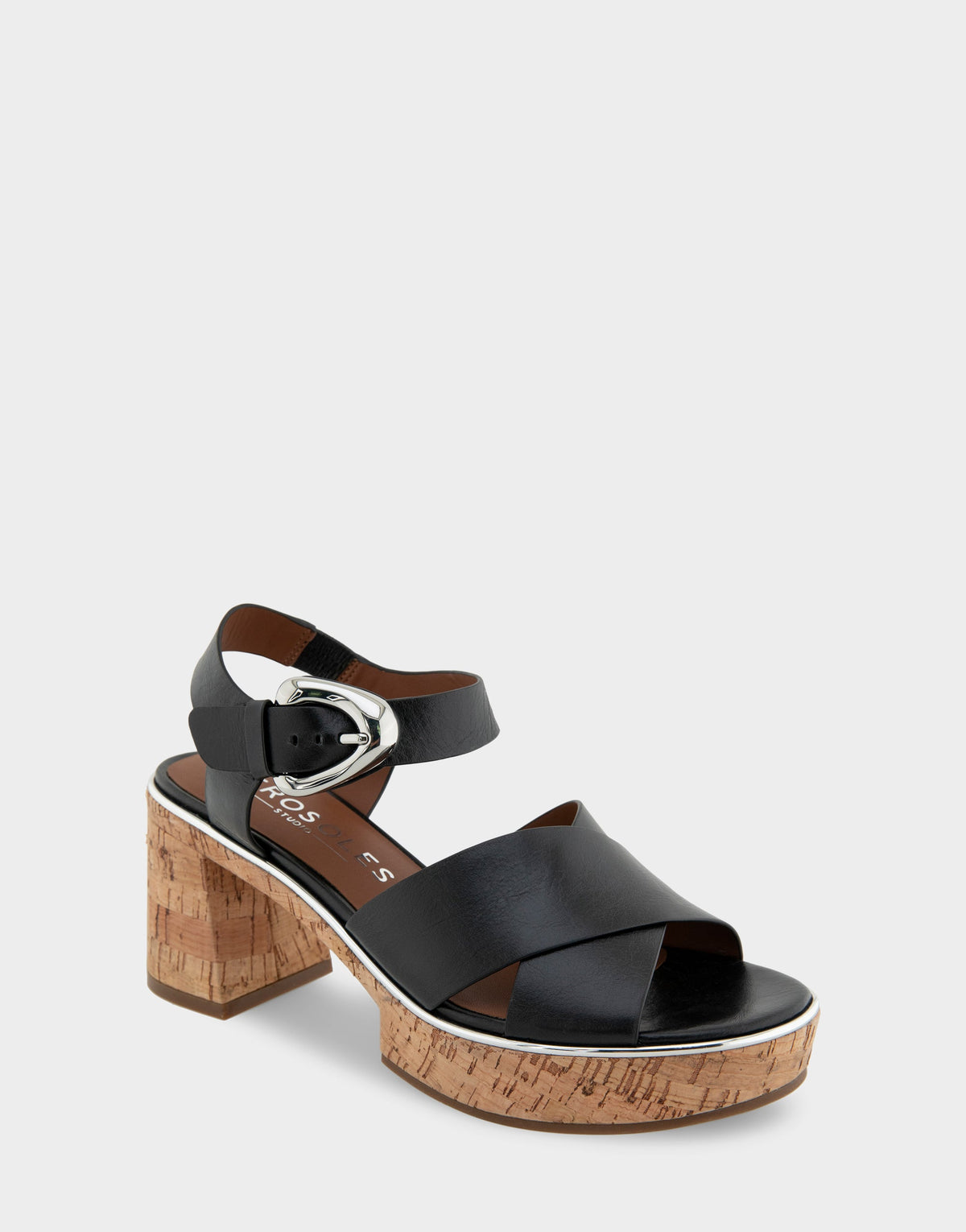 Comfortable Women's Platform Sandals in Black Burnished Leather | Aerosoles Shoes